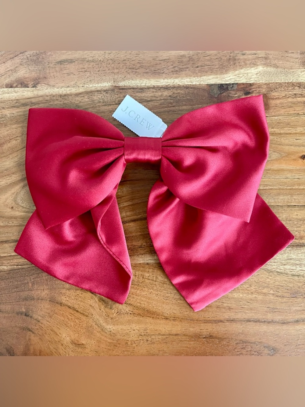 J.Crew Red Satin-like Hair Bow Barrette Coquette Aesthetic NWT